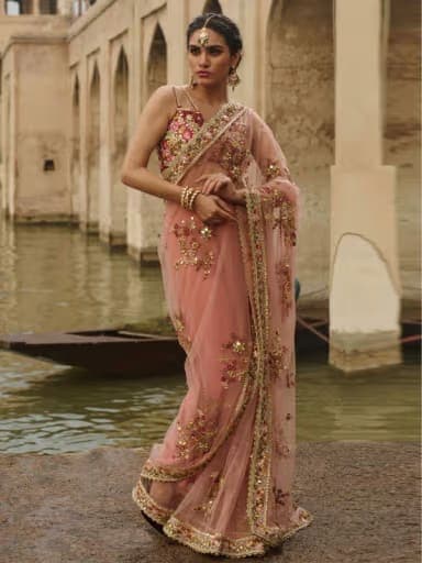 Stone-Embellished Saree